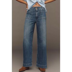 NWT Anthropologie The Colette Full-Length Wide-Leg Jeans Medium Blue 29